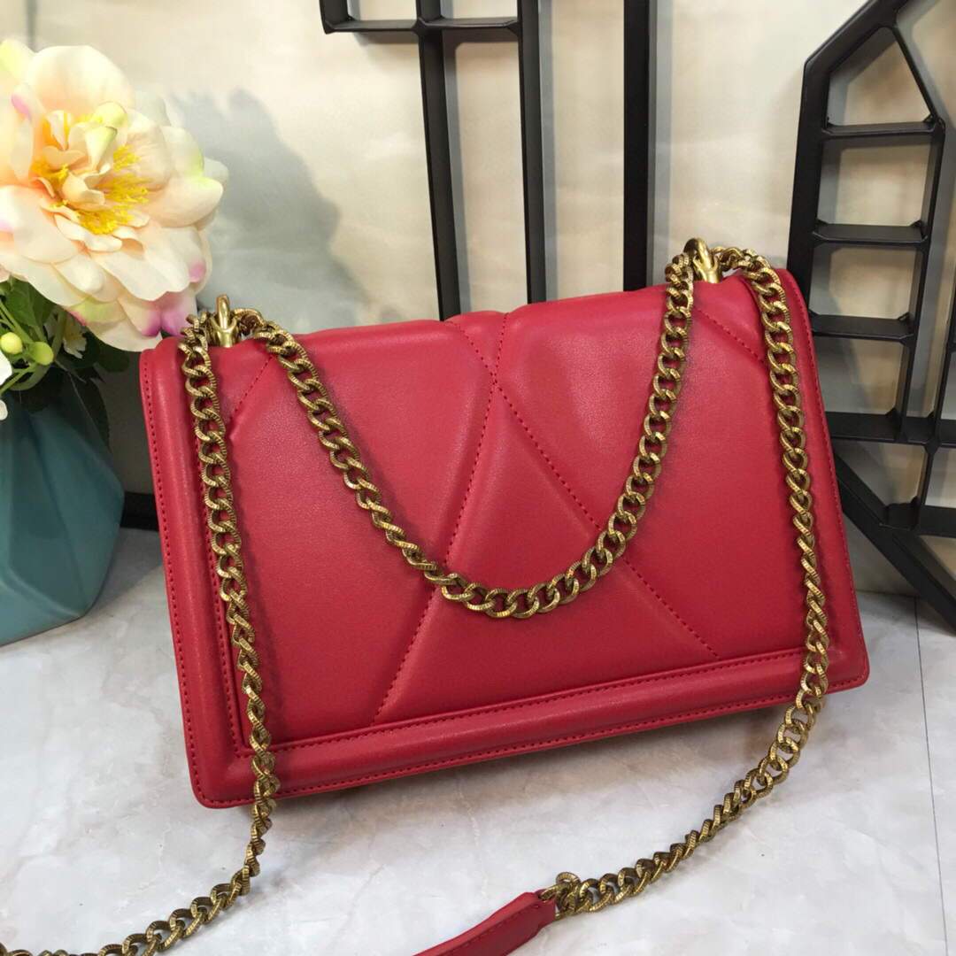 DG BB6652 Dolce Gabbana Medium Devotion crossbody bag in quilted nappa leather Red
