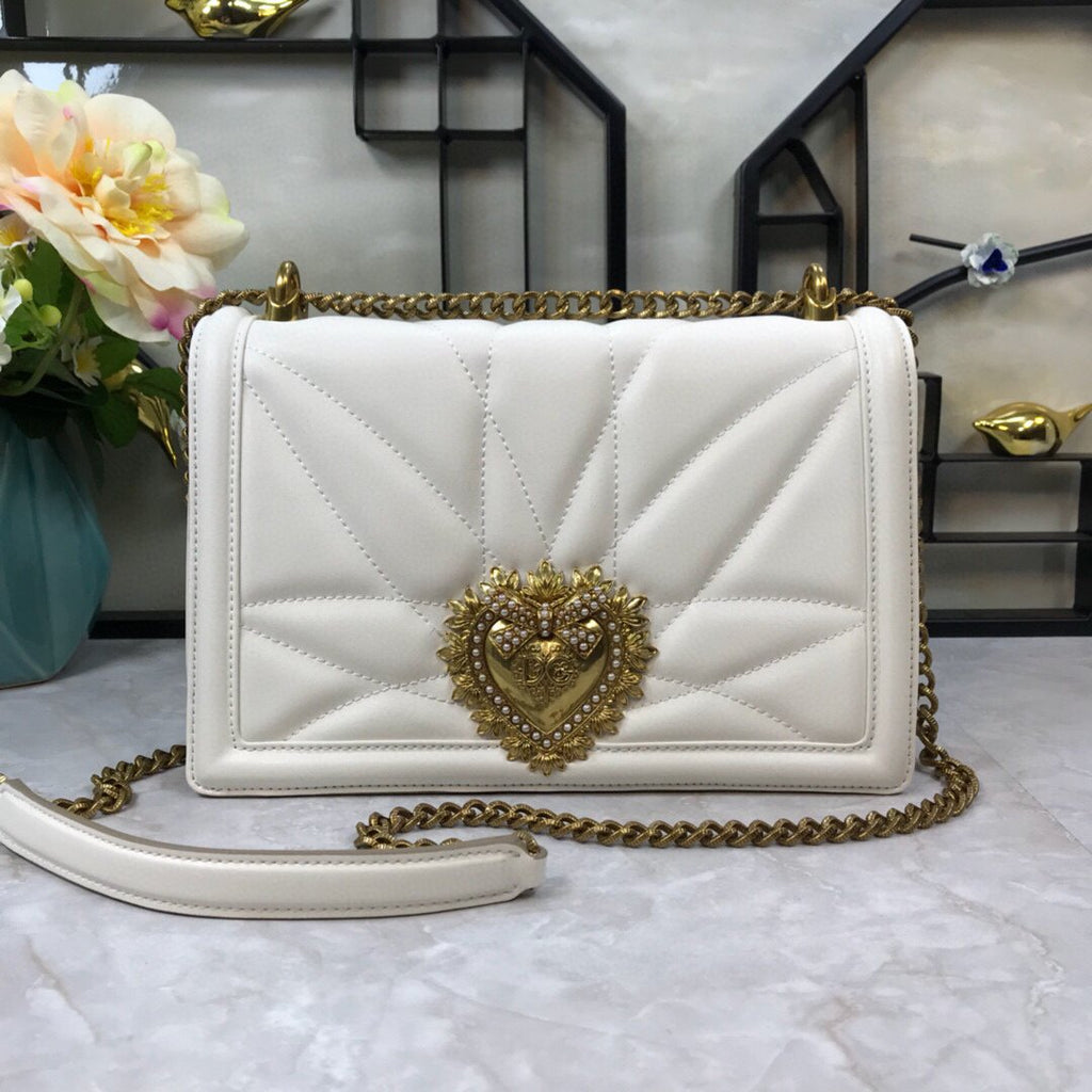 DG BB6652 Dolce Gabbana Medium Devotion crossbody bag in quilted nappa leather White