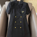Dio 117P31 Gold Thread Embroidery JAdior?? Double Breasted Black Short Sleeve Dress - S - View 1