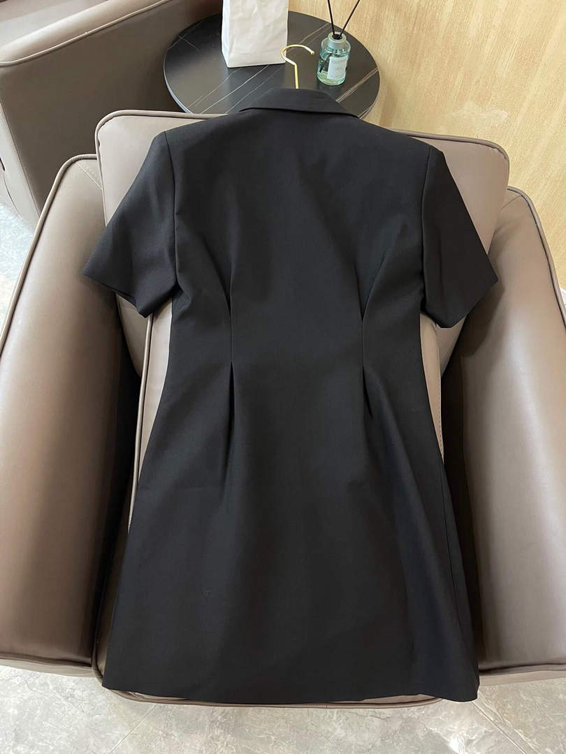 Dio 117P31 Gold Thread Embroidery JAdior?? Double Breasted Black Short Sleeve Dress