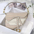 Dio Saddle Bag M0446 Beige Toile de Jouy Embroidery - Default Title - View 1