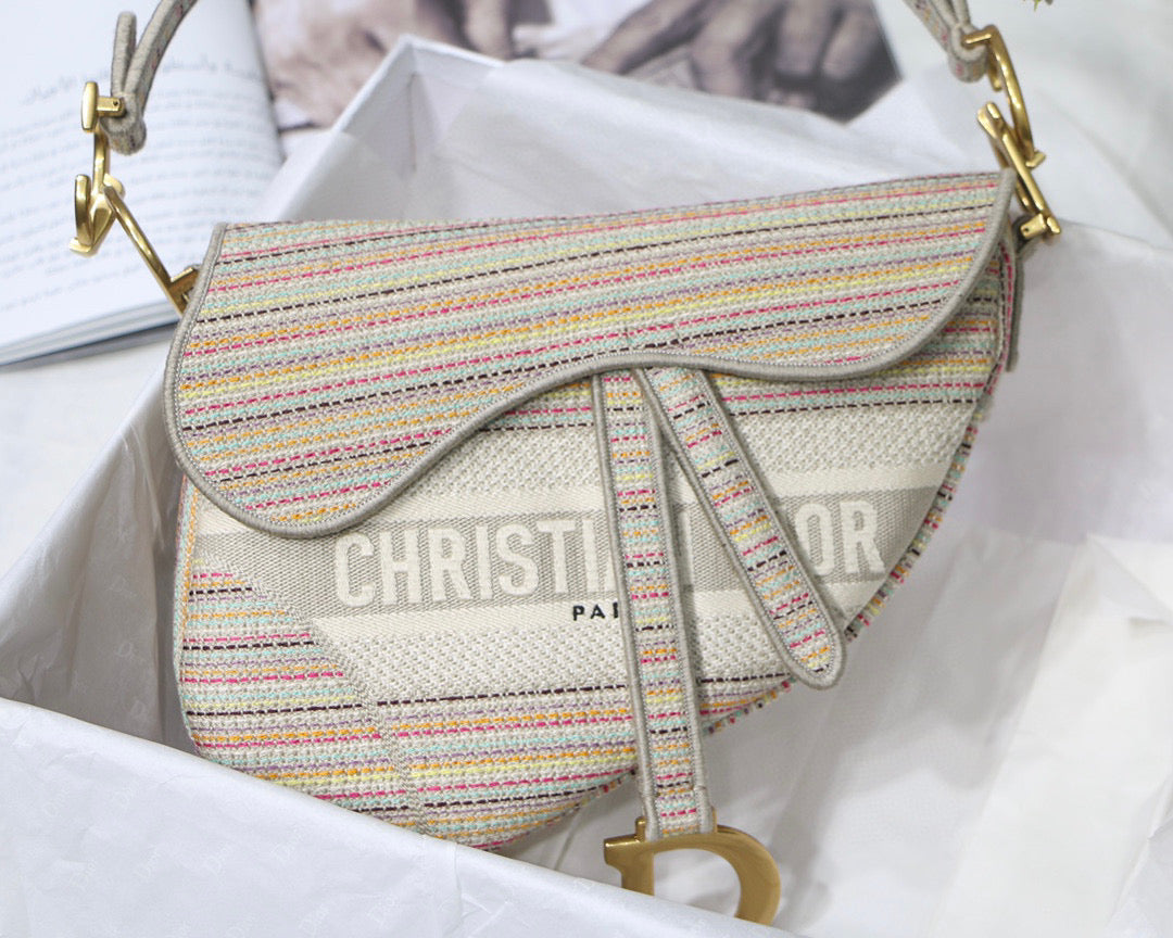 Dio Saddle Bag M0446 Beige Toile de Jouy Embroidery - Default Title - View 2