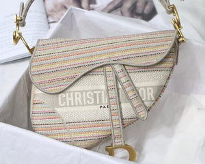 Dio Saddle Bag M0446 Beige Toile de Jouy Embroidery - Default Title - View 2