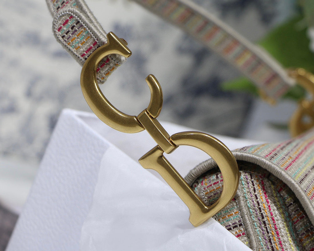 Dio Saddle Bag M0446 Beige Toile de Jouy Embroidery