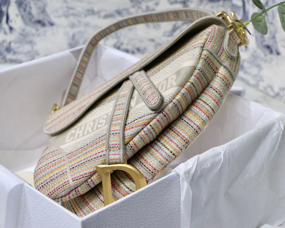 Dio Saddle Bag M0446 Beige Toile de Jouy Embroidery - Default Title - View 6