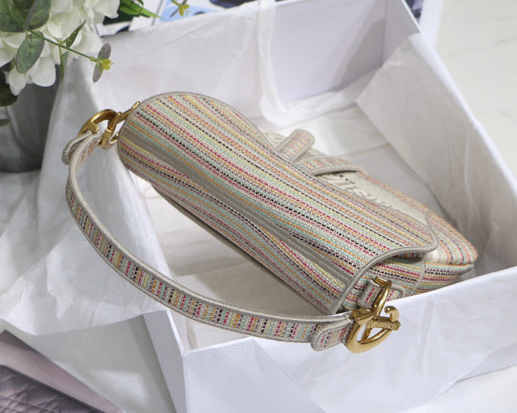 Dio Saddle Bag M0446 Beige Toile de Jouy Embroidery
