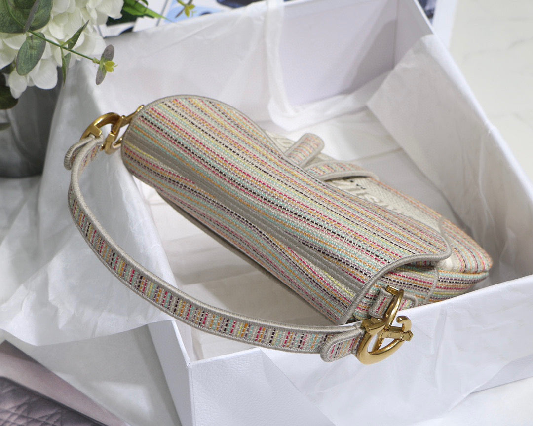 Dio Saddle Bag M0446 Beige Toile de Jouy Embroidery - Default Title - View 8