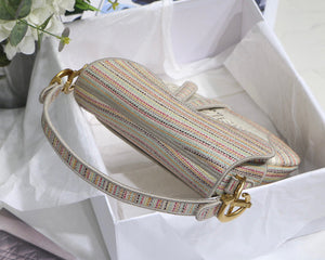 Dio Saddle Bag M0446 Beige Toile de Jouy Embroidery - Default Title - View 8