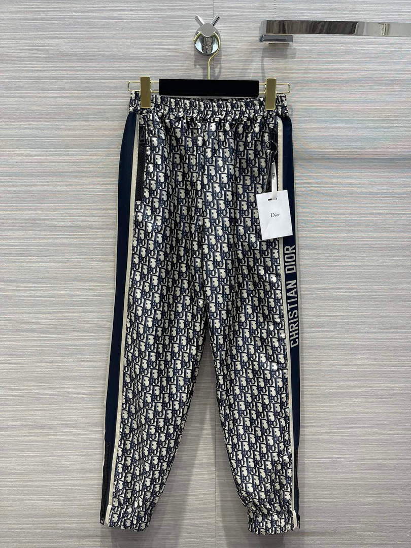 Dior 117P22 Classic Jacquard Blue Technical Taffeta Trousers - 36 - View 1