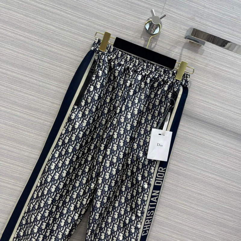 Dior 117P22 Classic Jacquard Blue Technical Taffeta Trousers