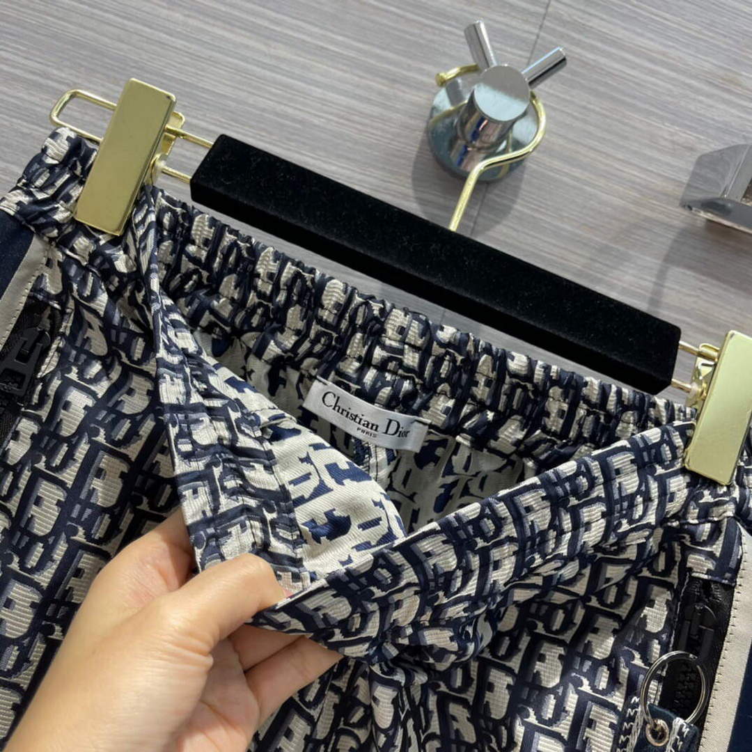 Dior 117P22 Classic Jacquard Blue Technical Taffeta Trousers
