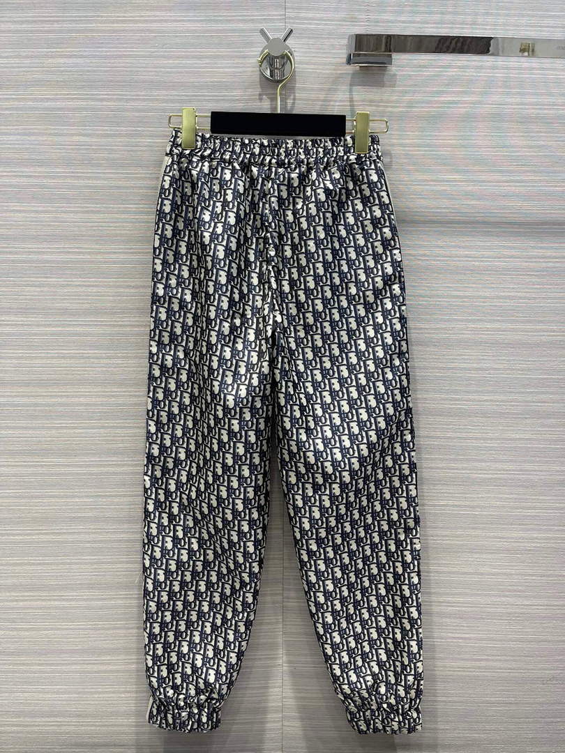 Dior 117P22 Classic Jacquard Blue Technical Taffeta Trousers