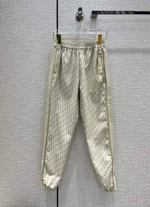 Dior 117P23 Classic Jacquard Gold Technical Taffeta Trousers - 36 - View 1
