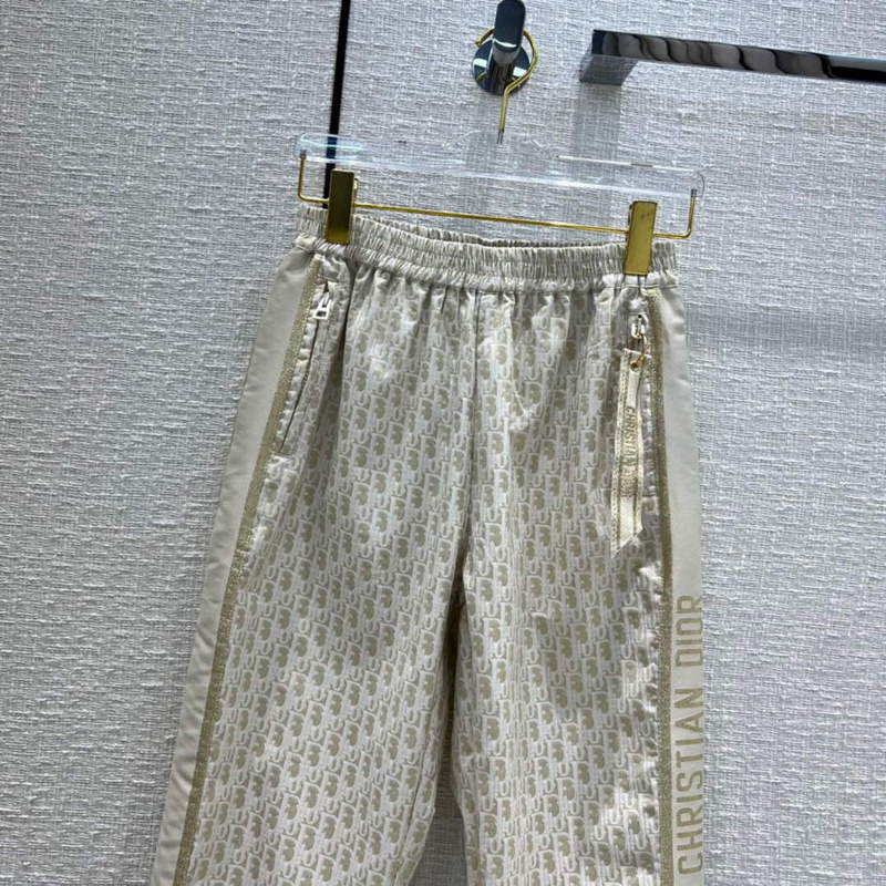 Dior 117P23 Classic Jacquard Gold Technical Taffeta Trousers