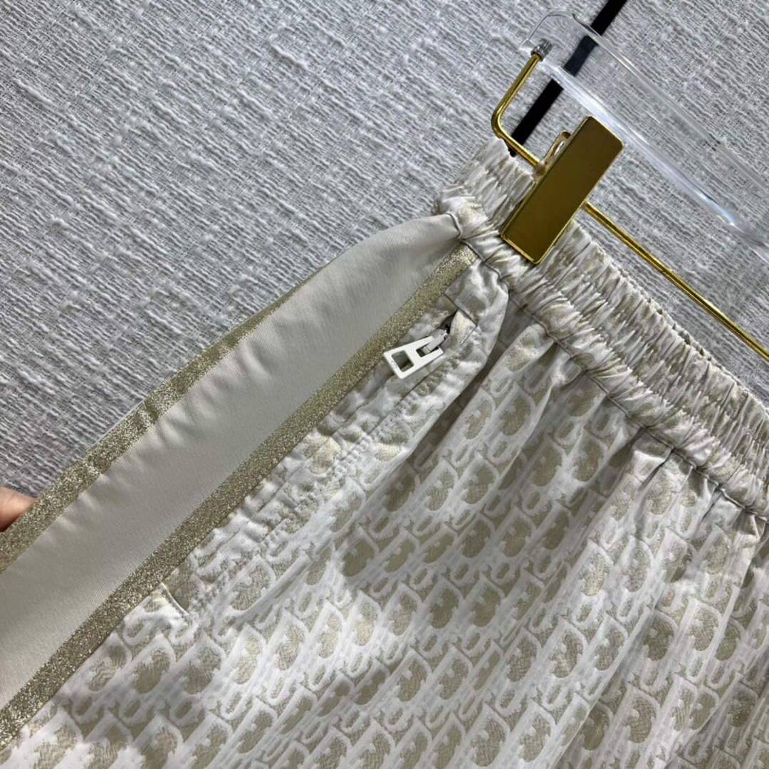 Dior 117P23 Classic Jacquard Gold Technical Taffeta Trousers