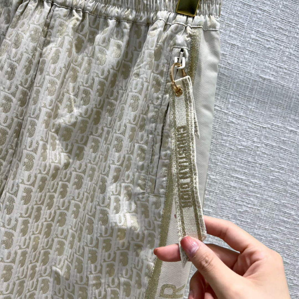 Dior 117P23 Classic Jacquard Gold Technical Taffeta Trousers