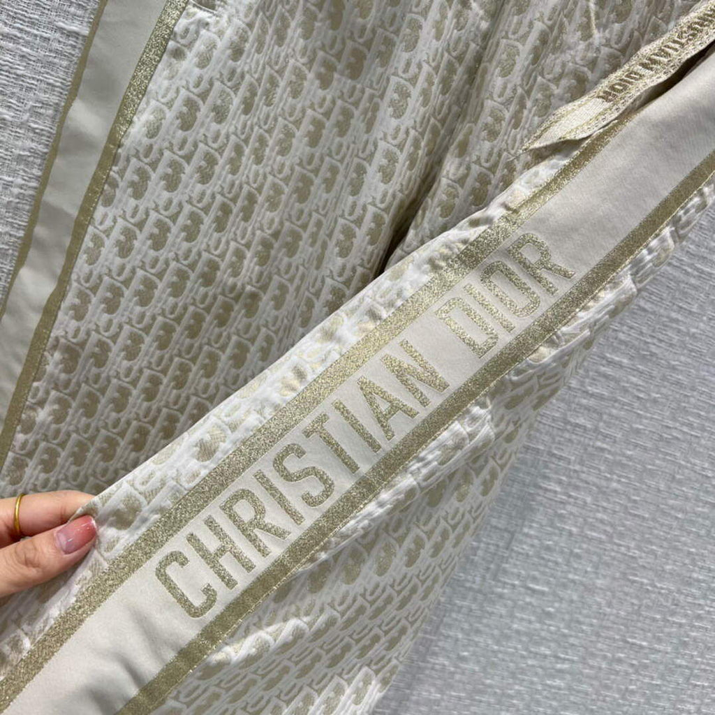 Dior 117P23 Classic Jacquard Gold Technical Taffeta Trousers