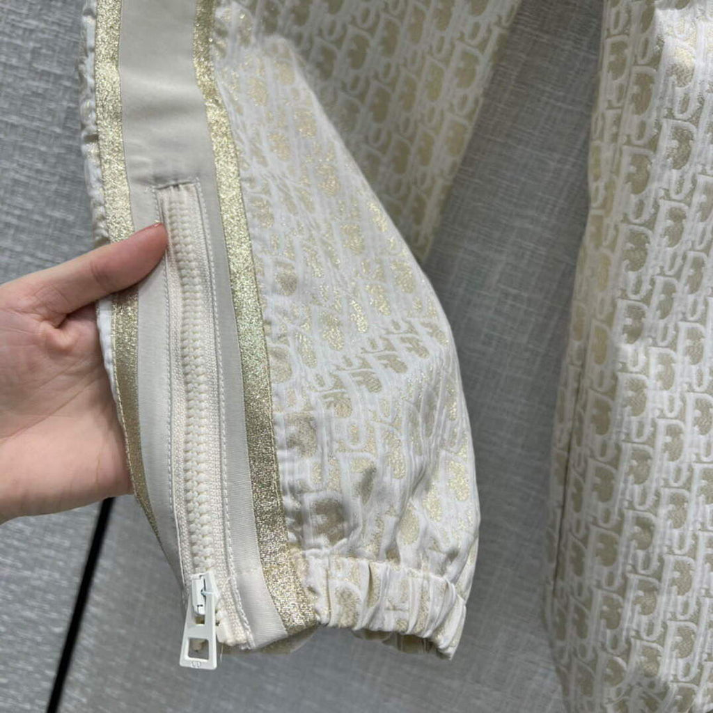 Dior 117P23 Classic Jacquard Gold Technical Taffeta Trousers