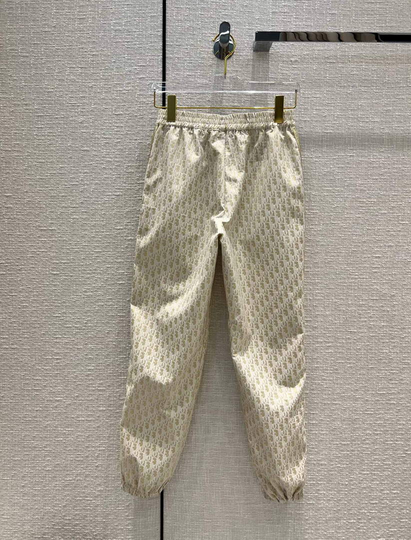 Dior 117P23 Classic Jacquard Gold Technical Taffeta Trousers