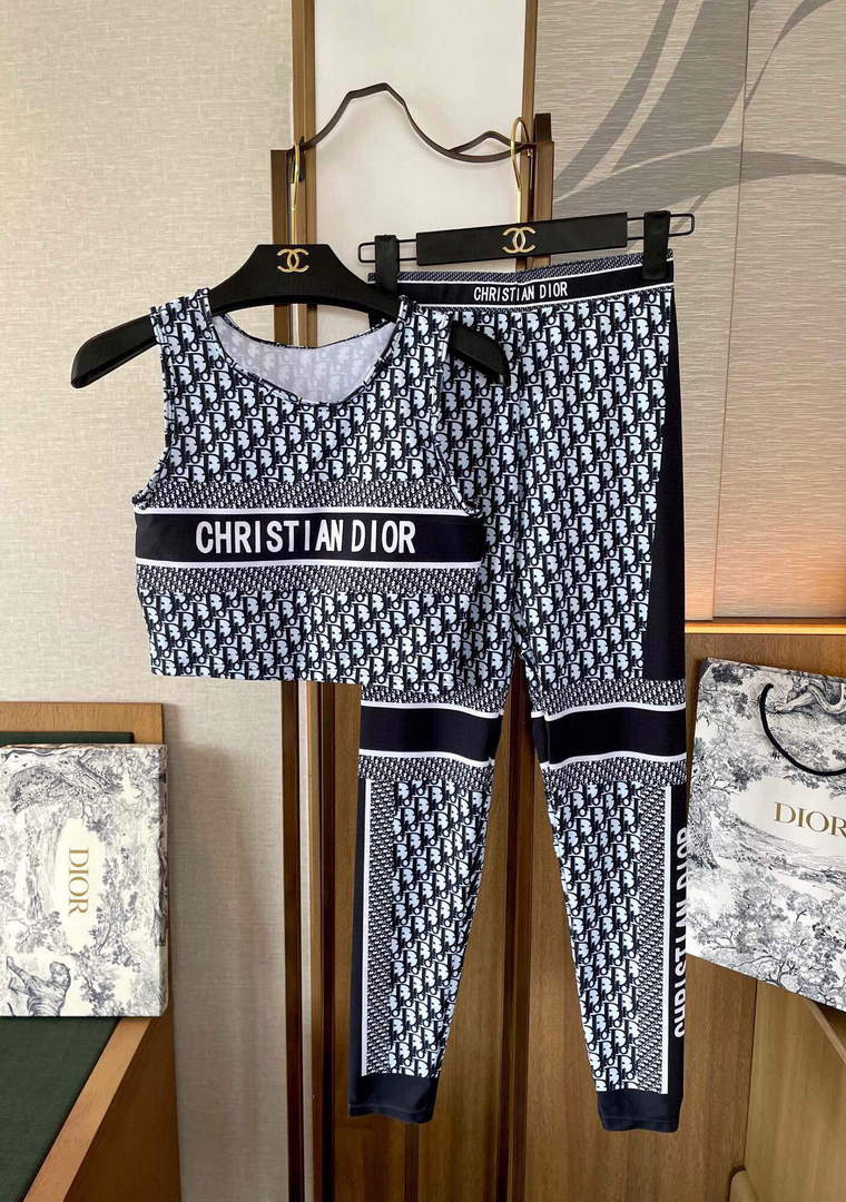 Dior 117P24 Fitness Yoga Clothing Sports Suit Blue