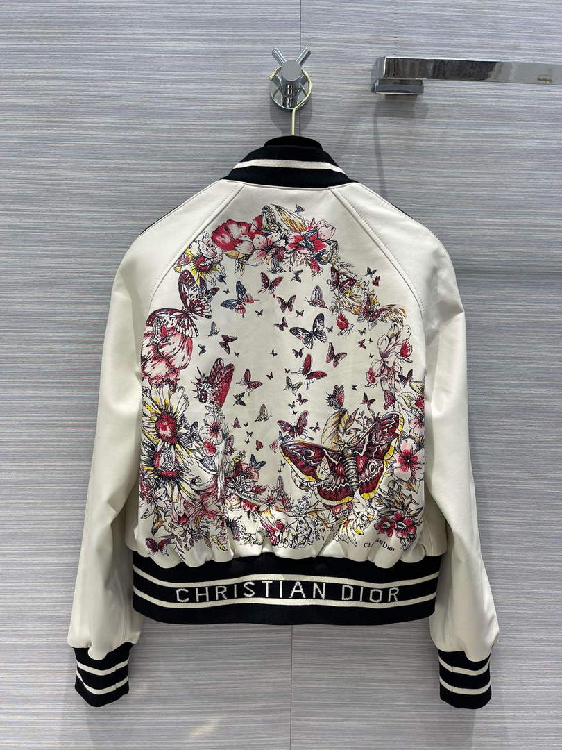 Dior 117P26 Baseball Leather Jacket Floral Print white - 36 - View 1