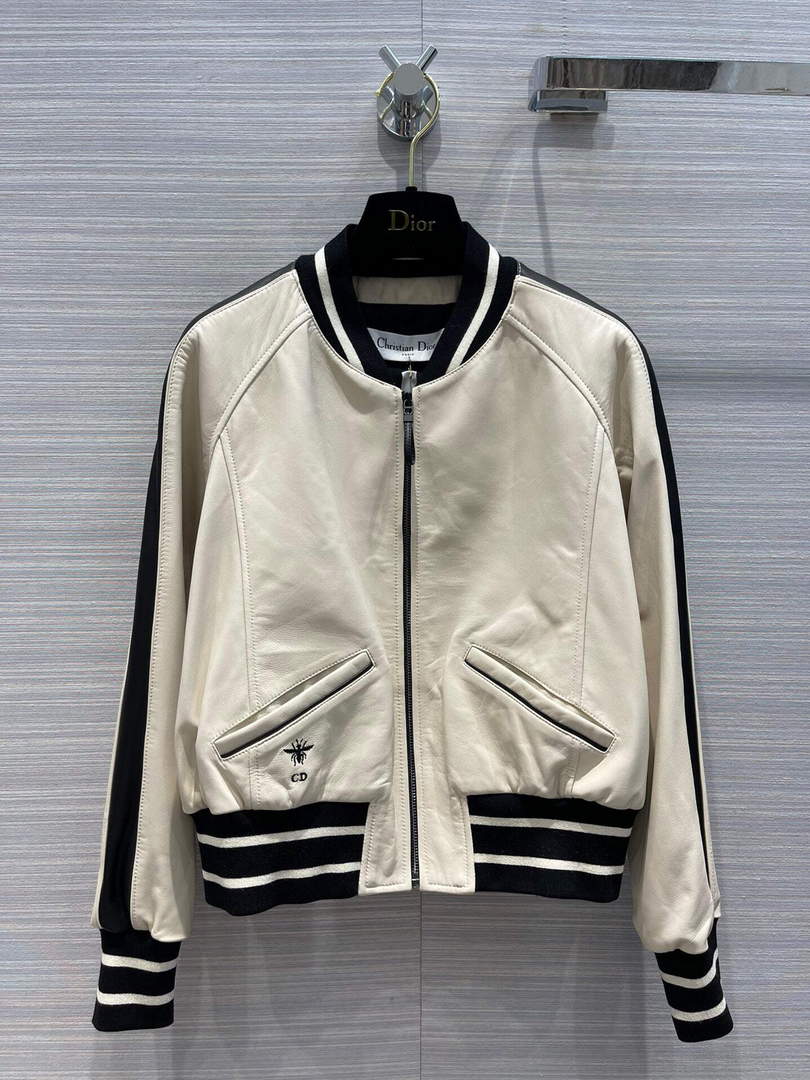 Dior 117P27 Baseball Leather Jacket white - 36 - View 1