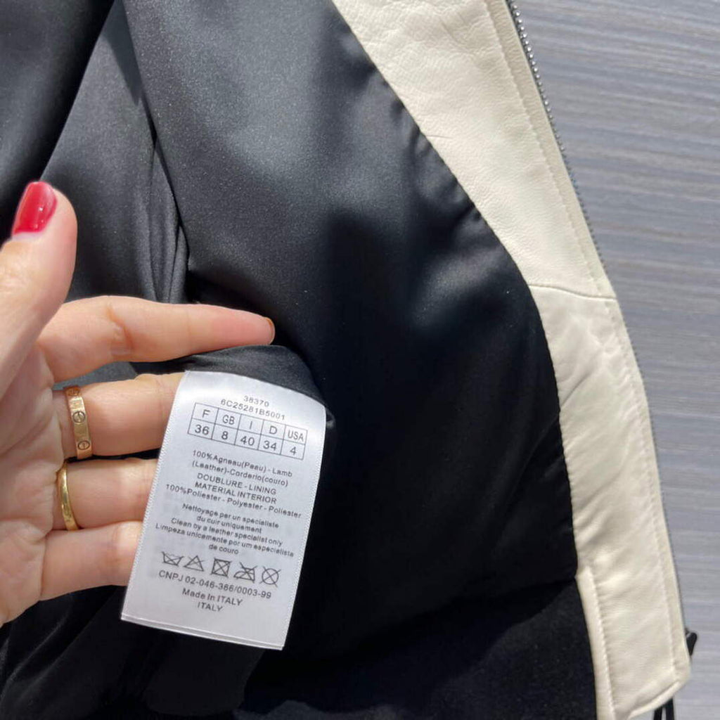 Dior 117P27 Baseball Leather Jacket white