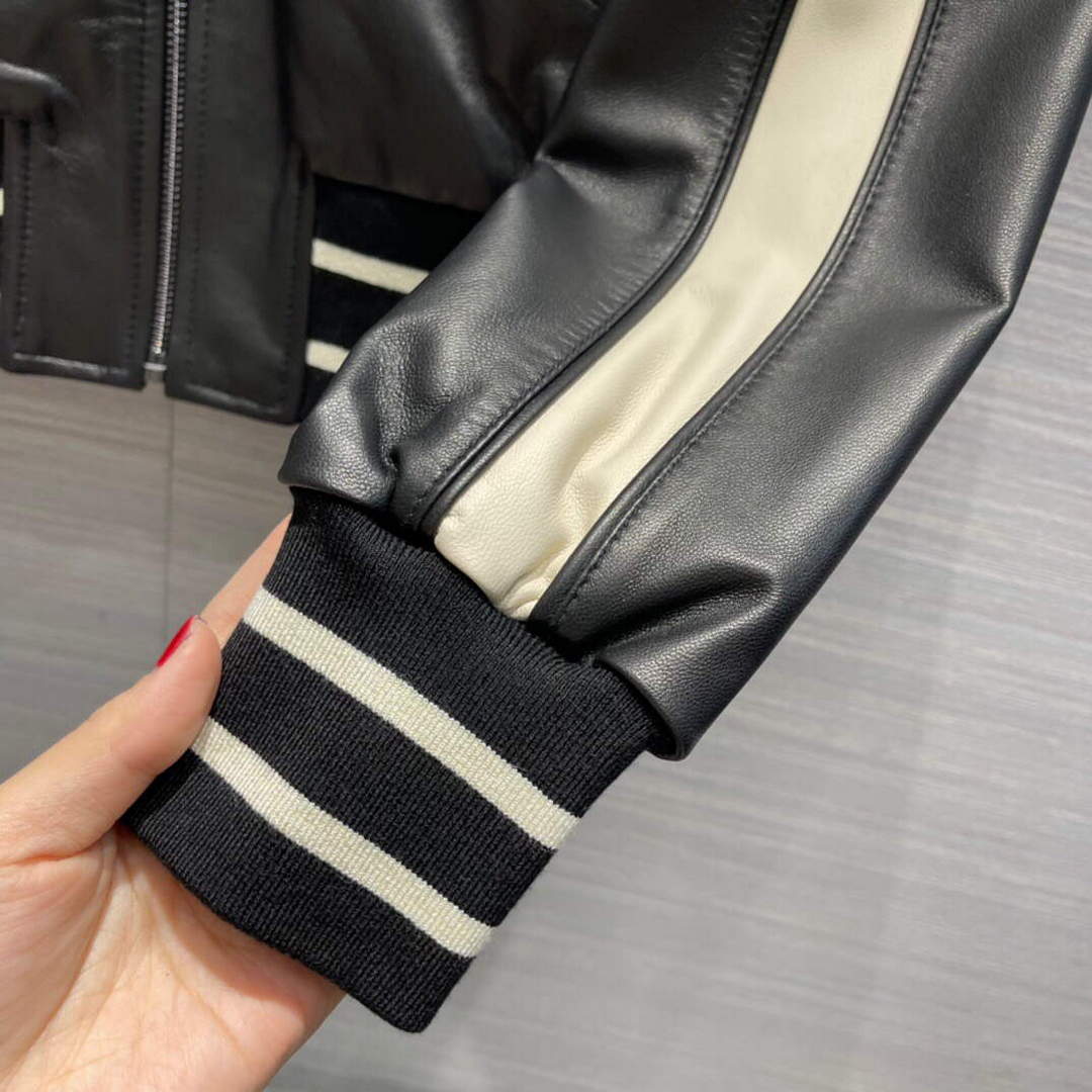 Dior 117P28 Baseball Leather Jacket black