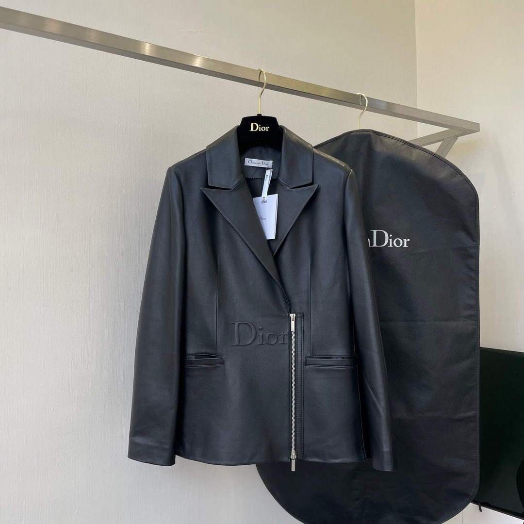 Dior 125V43  Women's Cropped Jacket 38116 Black Lambskin