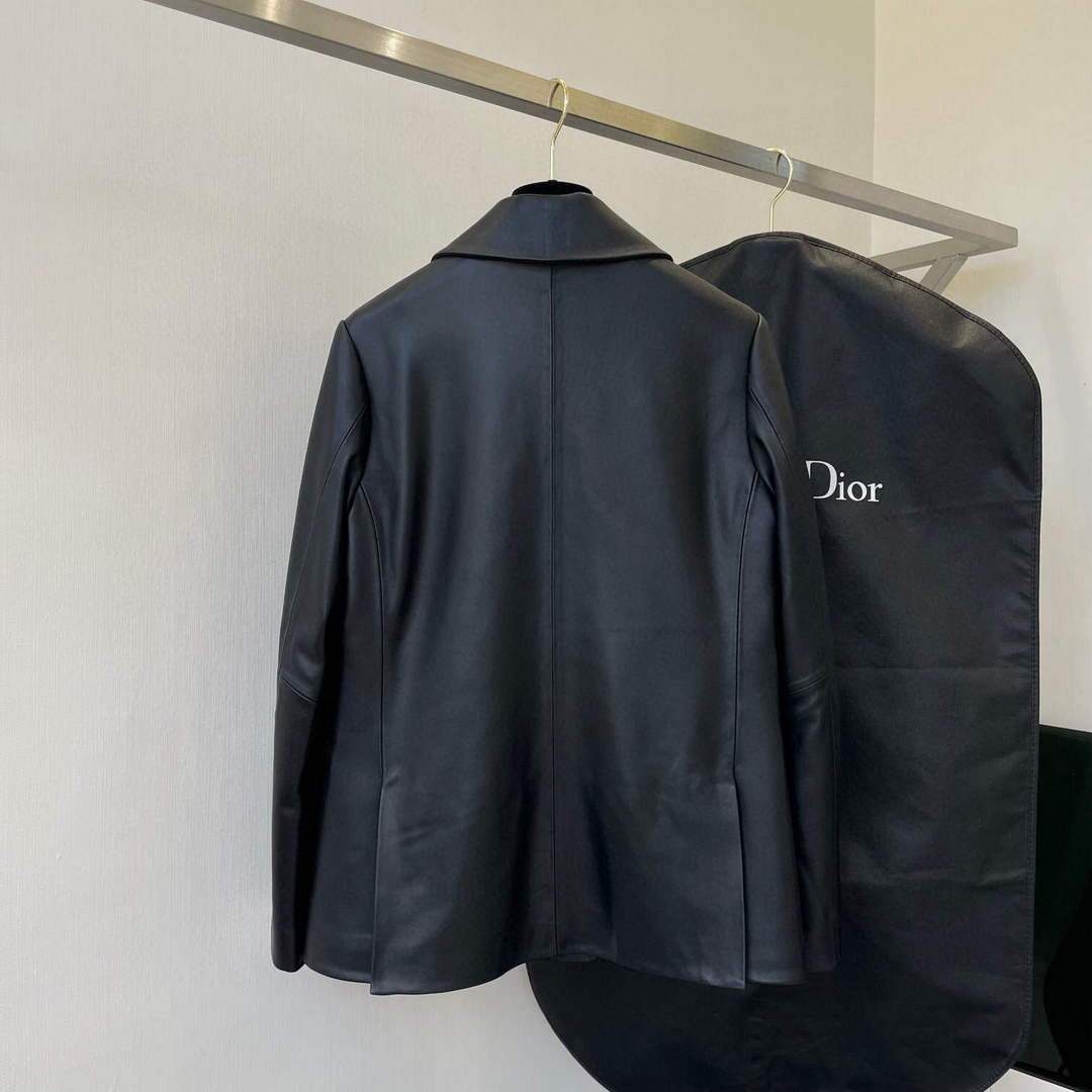 Dior 125V43  Women's Cropped Jacket 38116 Black Lambskin