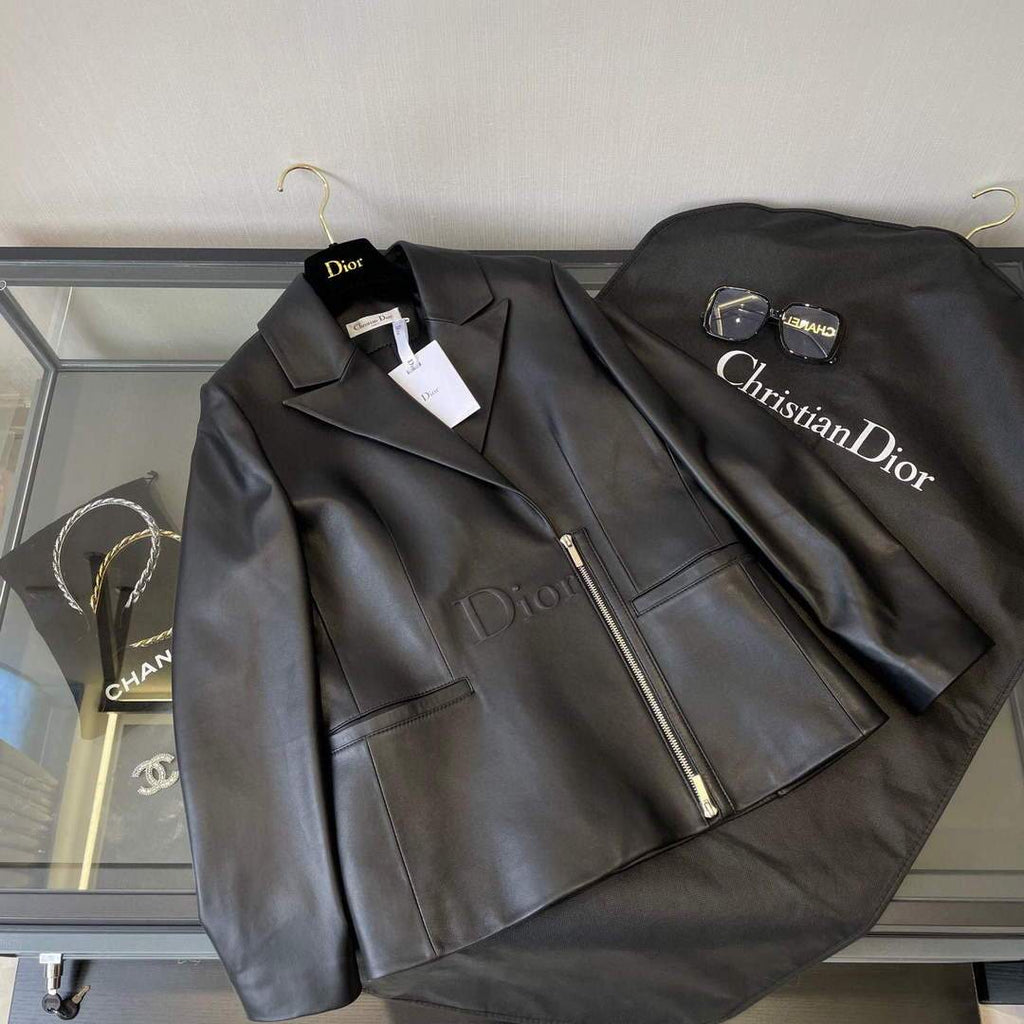 Dior 125V43  Women's Cropped Jacket 38116 Black Lambskin