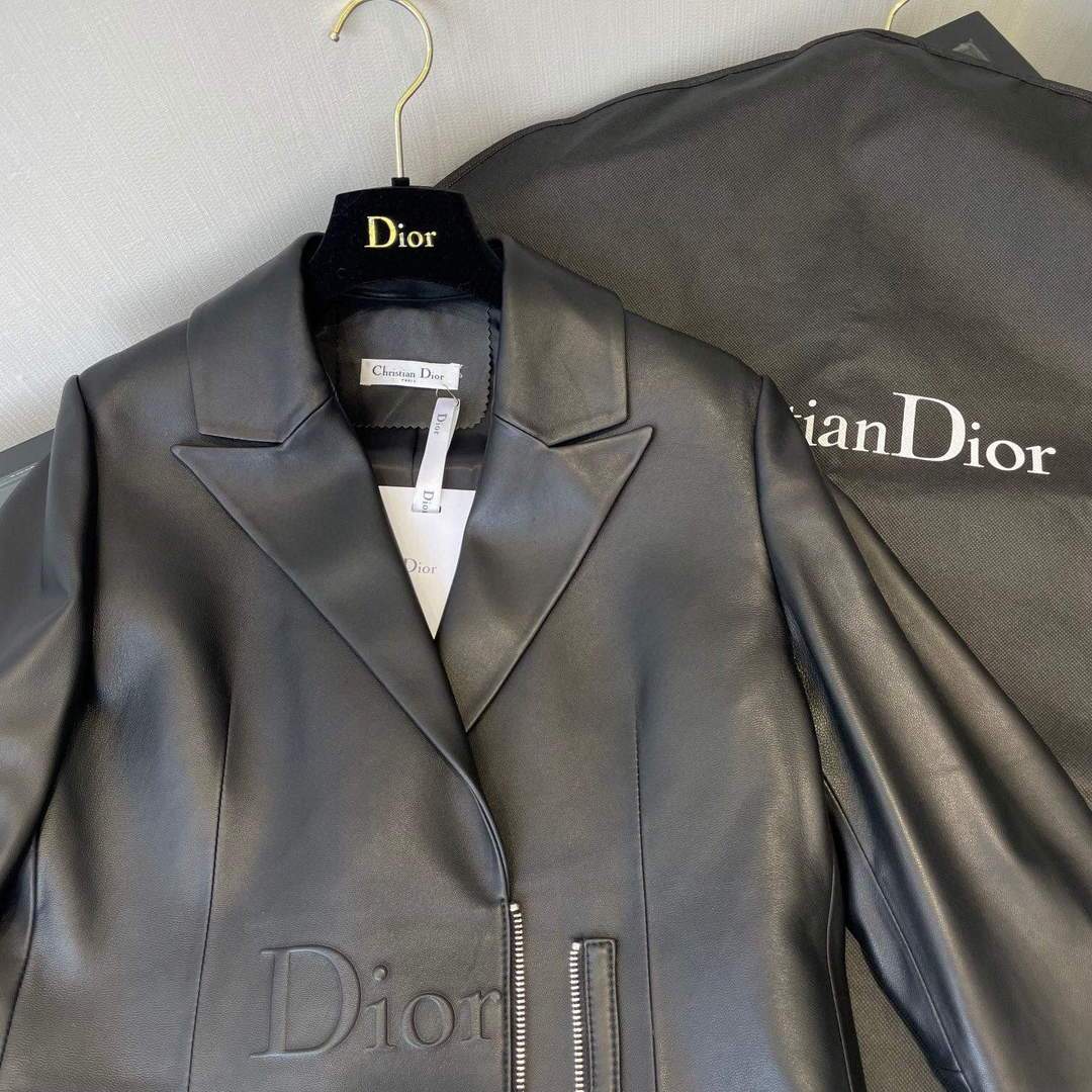 Dior 125V43  Women's Cropped Jacket 38116 Black Lambskin