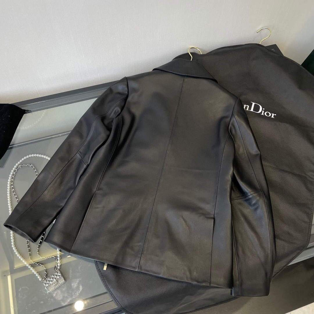 Dior 125V43  Women's Cropped Jacket 38116 Black Lambskin