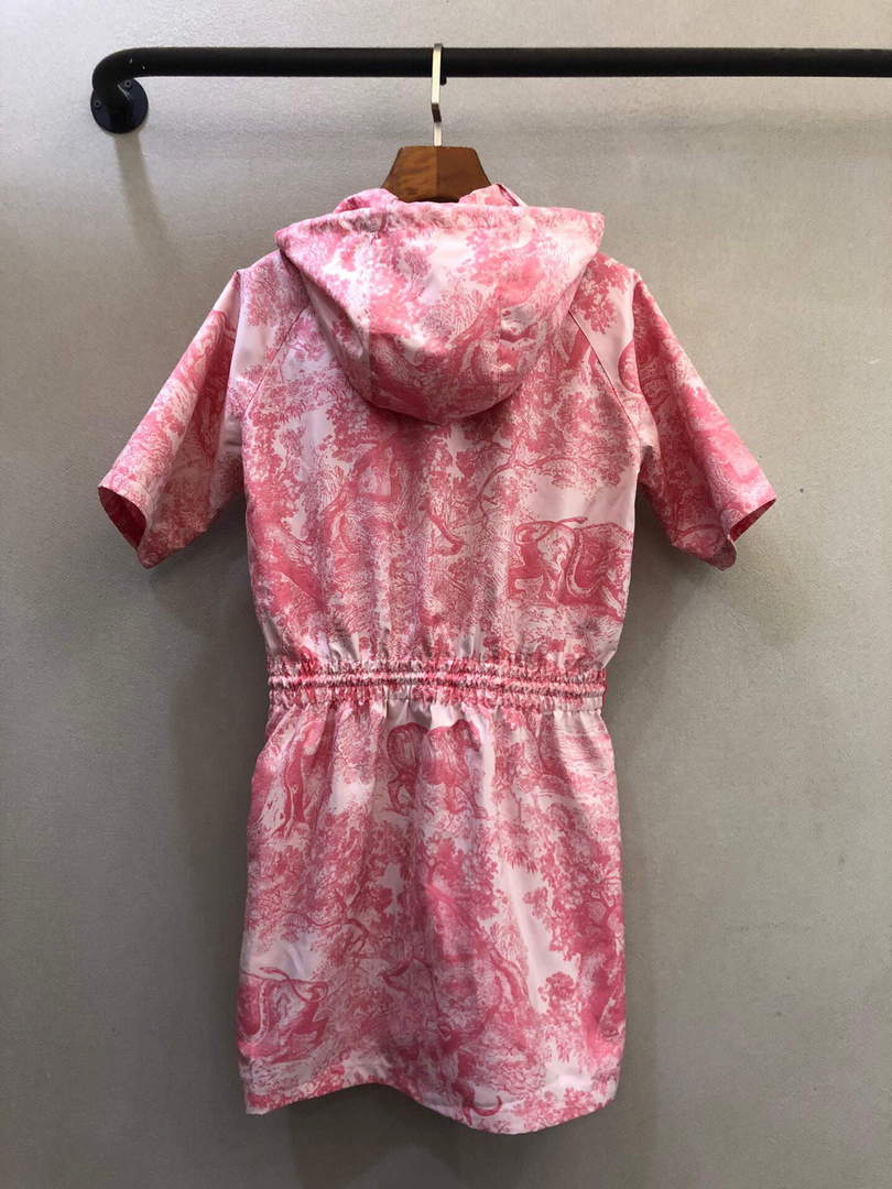 Dior  147R40 Short Hooded Dress Peony Pink