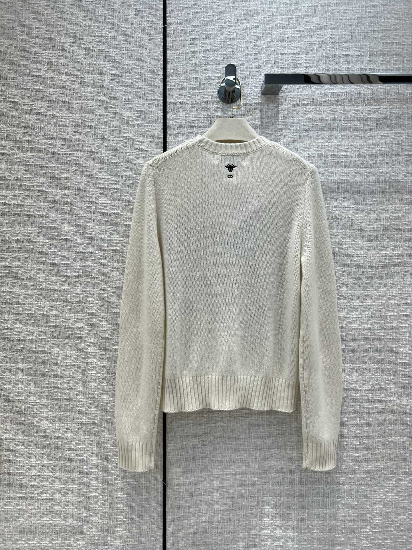 Dior 154S32 Women's Sweaters Designer Dior Ecru Dior Des Vents Cashmere D38132