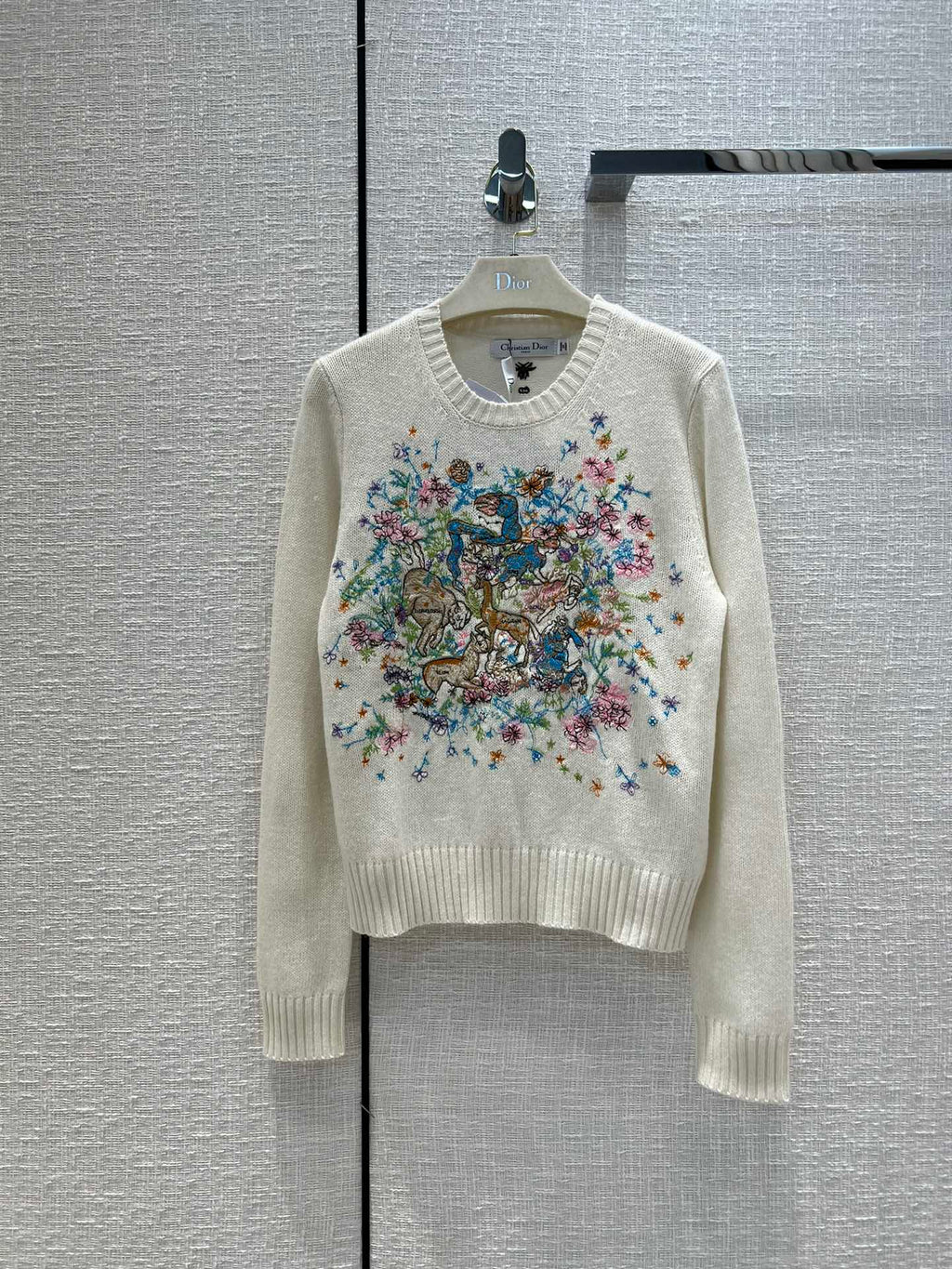 Dior 154S32 Women's Sweaters Designer Dior Ecru Dior Des Vents Cashmere D38132