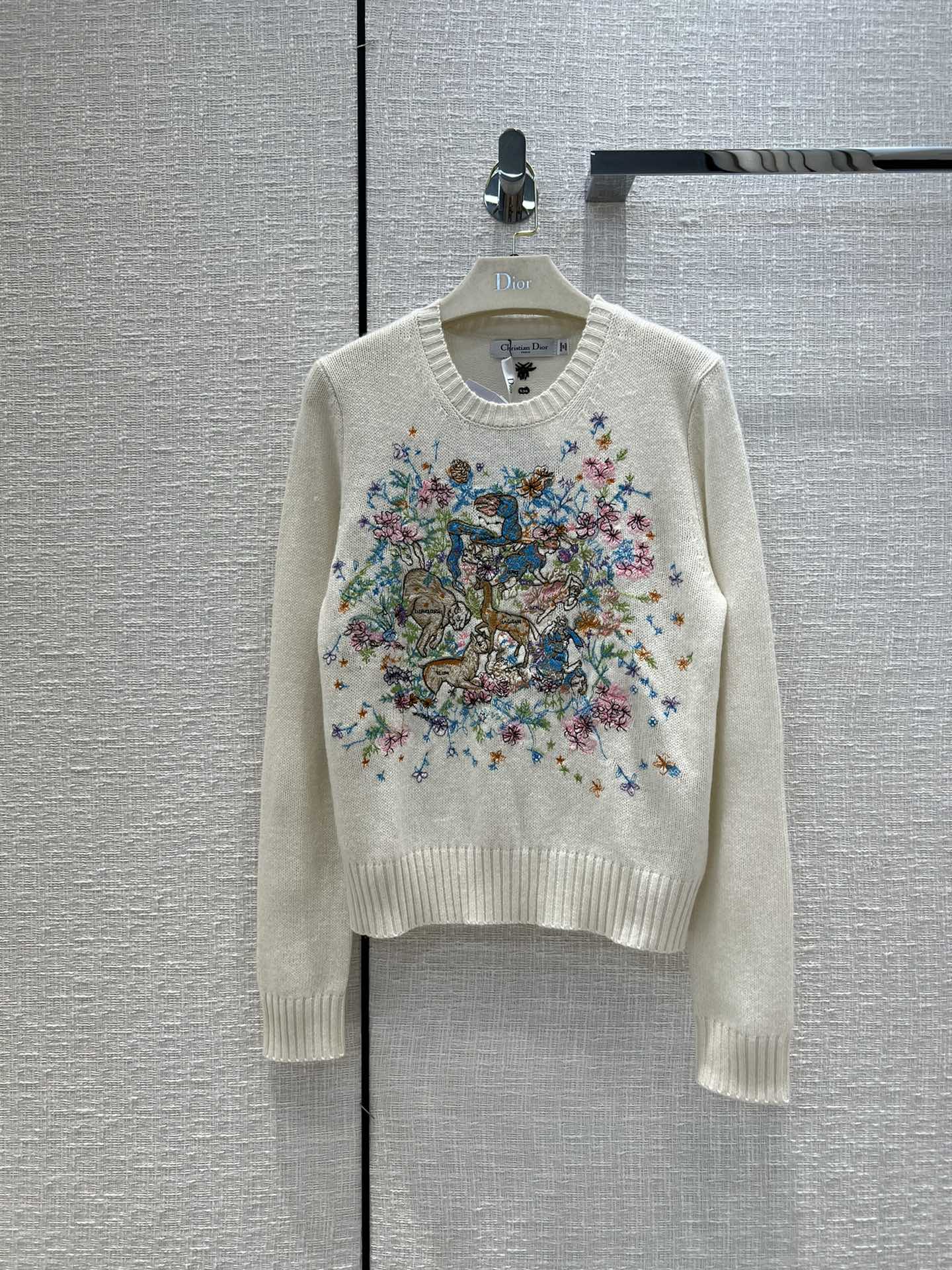 Dior 154S32 Women's Sweaters Designer Dior Ecru Dior Des Vents Cashmere D38132