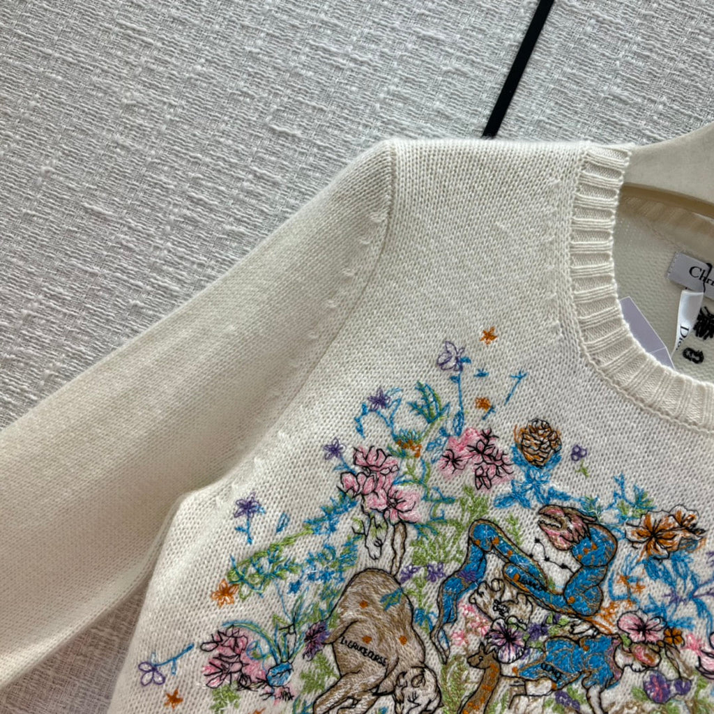 Dior 154S32 Women's Sweaters Designer Dior Ecru Dior Des Vents Cashmere D38132