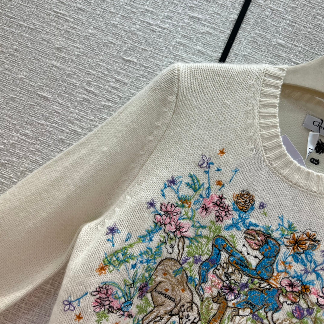 Dior 154S32 Women's Sweaters Designer Dior Ecru Dior Des Vents Cashmere D38132