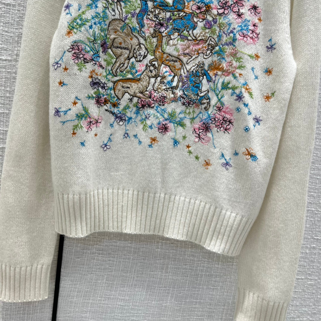 Dior 154S32 Women's Sweaters Designer Dior Ecru Dior Des Vents Cashmere D38132