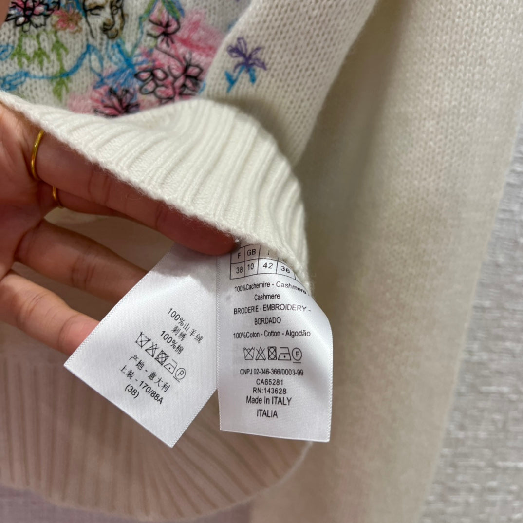 Dior 154S32 Women's Sweaters Designer Dior Ecru Dior Des Vents Cashmere D38132