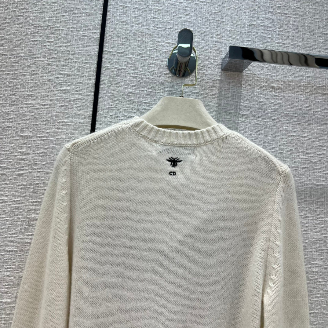 Dior 154S32 Women's Sweaters Designer Dior Ecru Dior Des Vents Cashmere D38132