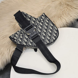 Dior 1ADPO093 Saddle Men Bag Dior Oblique Jacquard Black With Beige - Default Title - View 3