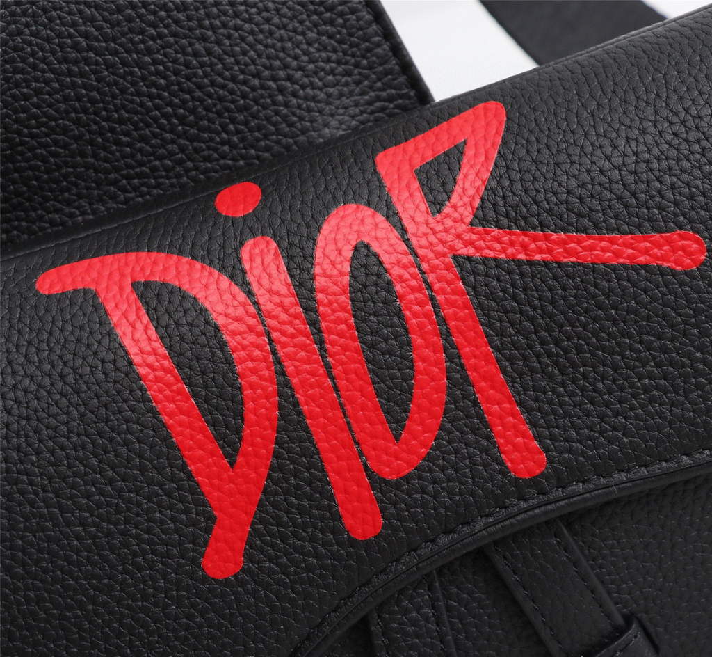 Dior 1ADPO093 Saddle Men Bag Grained Calfskin Black