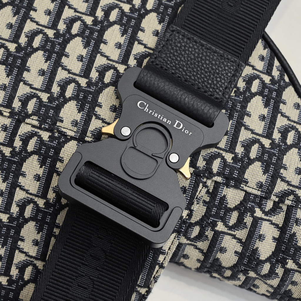 Dior 1ADPO093 Saddle Men Bag Dior Oblique Jacquard Black With Beige