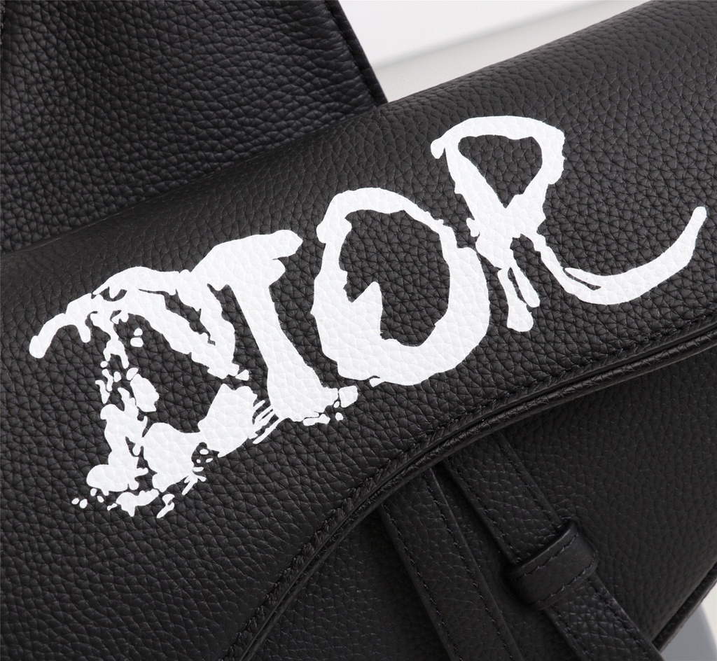 Dior 1ADPO093 Saddle Men Bag Grained Calfskin Black