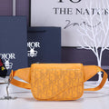 Dior 1ADPO223 Saddle Belt Bag Dior Oblique Galaxy Leather Yellow - Default Title - View 1