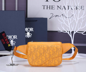 Dior 1ADPO223 Saddle Belt Bag Dior Oblique Galaxy Leather Yellow - Default Title - View 1