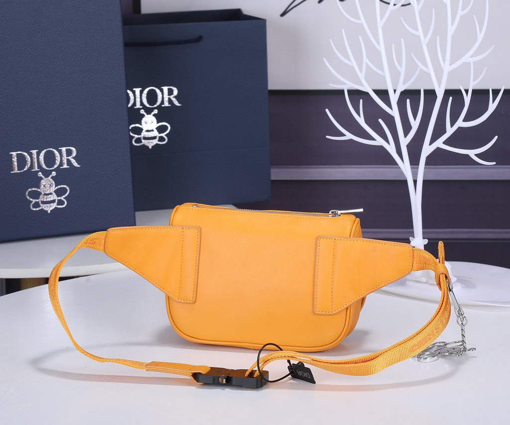 Dior 1ADPO223 Saddle Belt Bag Dior Oblique Galaxy Leather Yellow