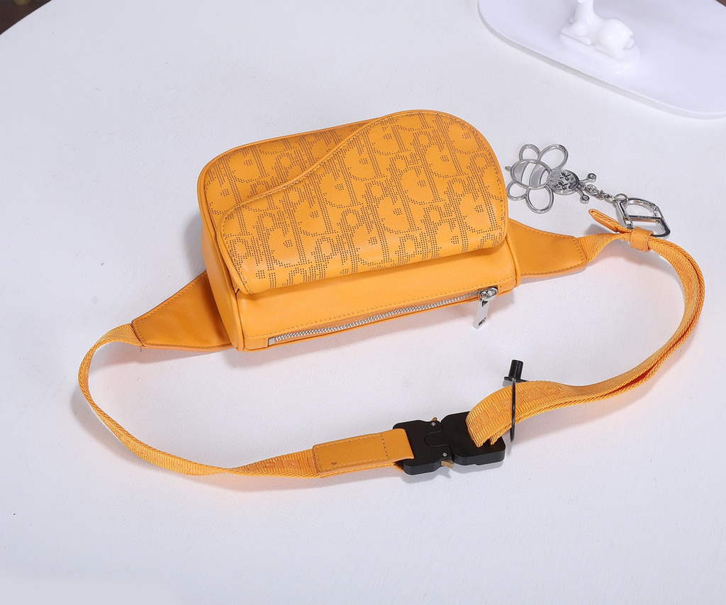 Dior 1ADPO223 Saddle Belt Bag Dior Oblique Galaxy Leather Yellow